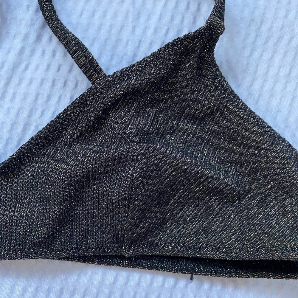 Solid & Striped Logan Bikini Top Medium Navy Gold… - image 8